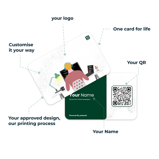 Professional Digital Business Card - Freelancer Pattern Green Card - prokardz - prokardz